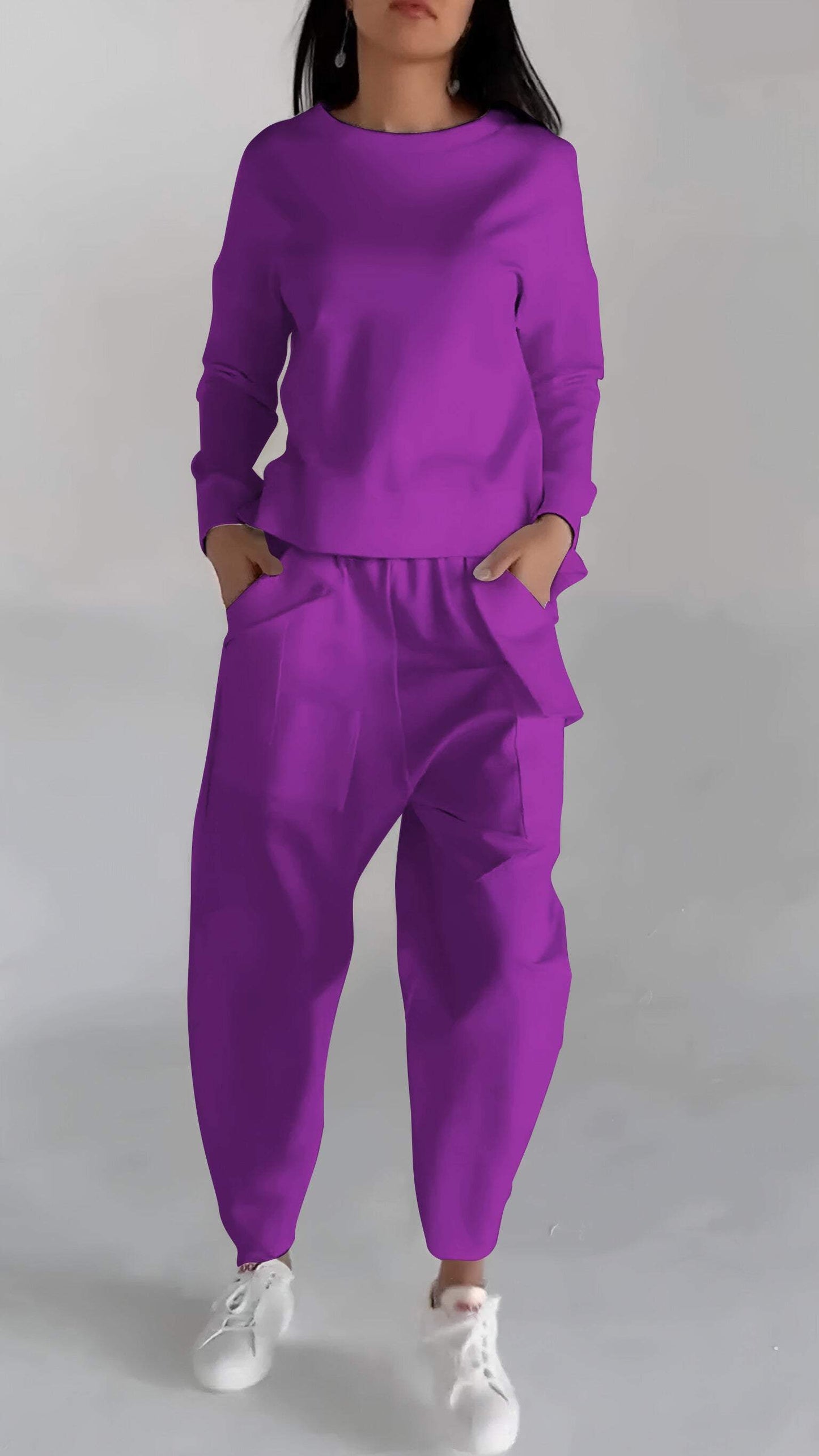 Street-wave Functional Womens Set With Lightweight Sweater Look And Pockets For Busy Urban Women
