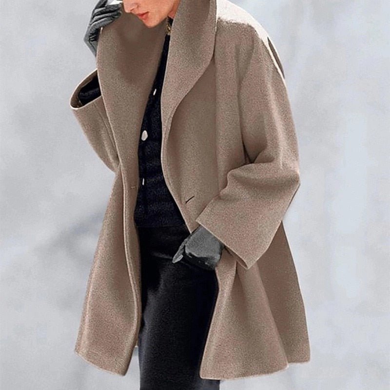 Streetwave Wool Coat For Women With Wide Collar Warm Stylish Winter Outerwear For Chic Everyday