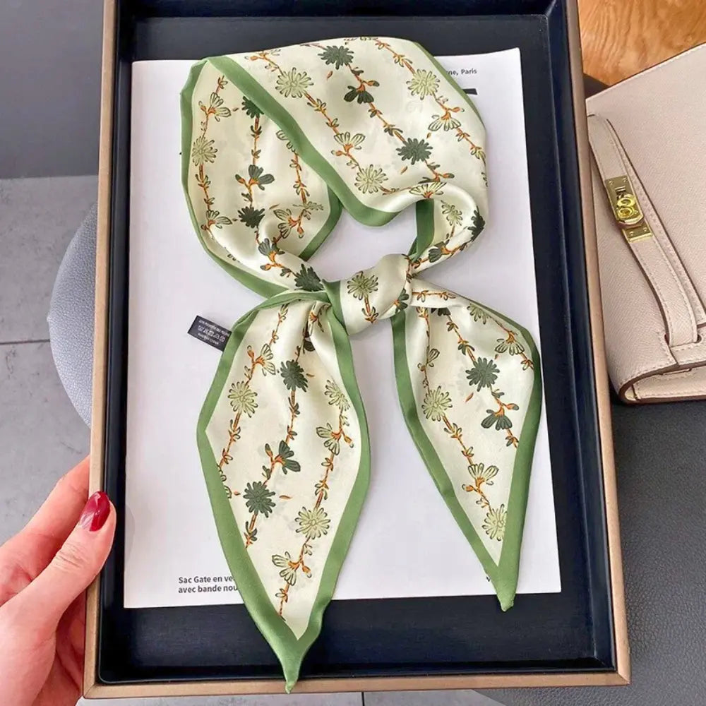 Floral Silk Scarf Street-Wave Elegant Lightweight For Women