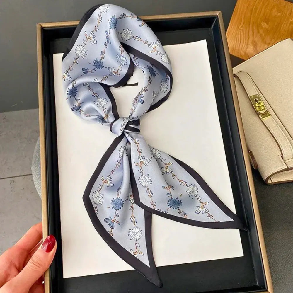 Floral Silk Scarf Street-Wave Elegant Lightweight For Women
