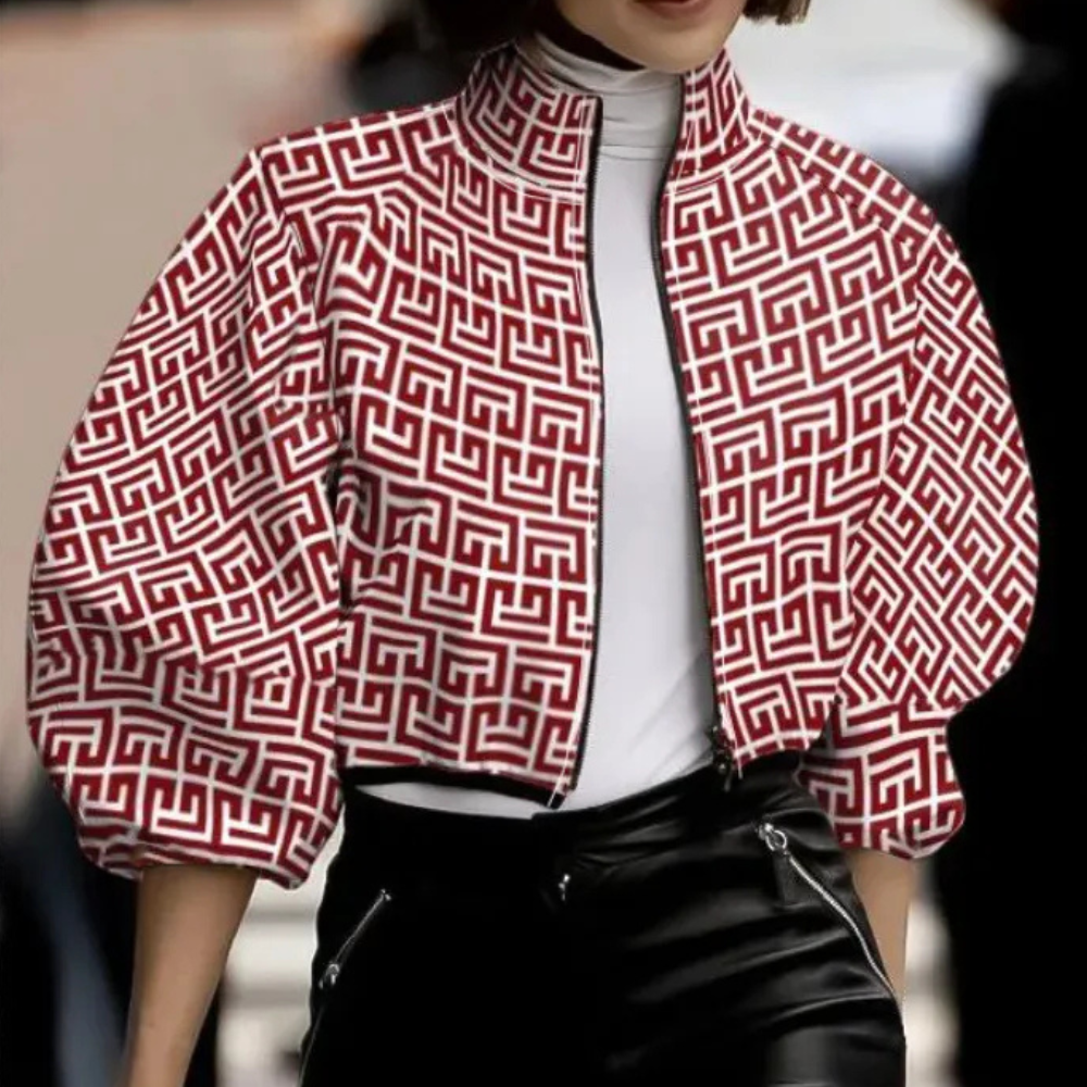 Street-wave Women Orange Polka Dot Short Jacket Chic Compact Autumn Coat Trendy Must-Have