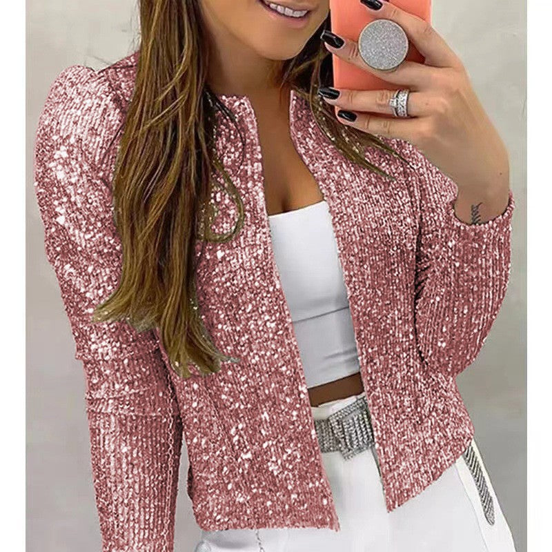 Street-wave Gold Sequin Blazer For Women Glamorous Shine From Office To Date Night