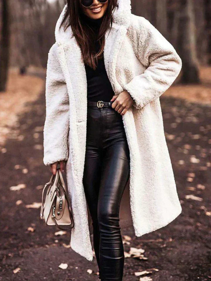 Street-Wave Long Sherpa Coat For Women - Cozy Oversized Warmth With Large Hood For Winter