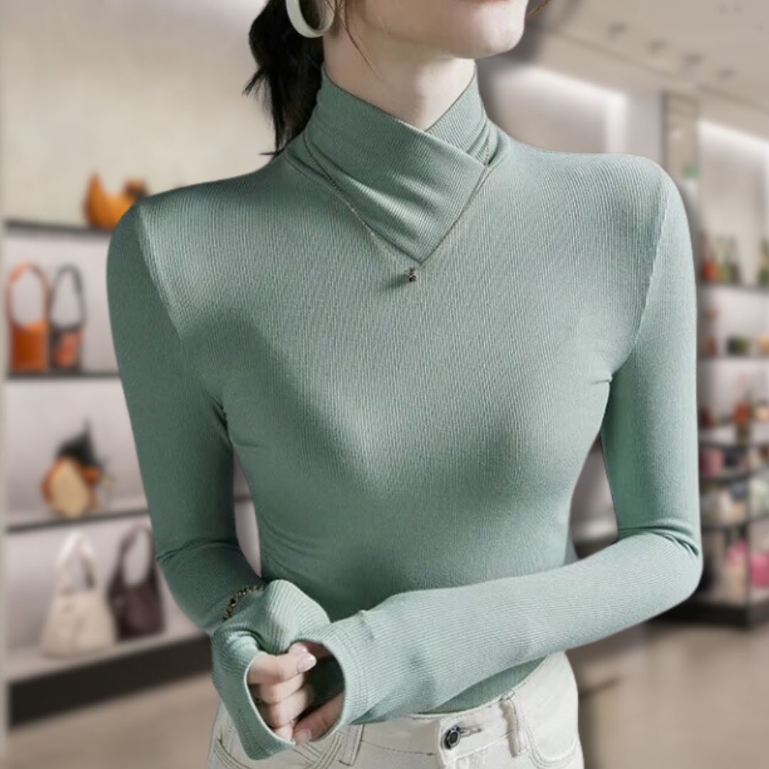 Street Wave Womens Turtleneck Knit Top With Thread Detail For Cozy Warmth And Effortless Elegance