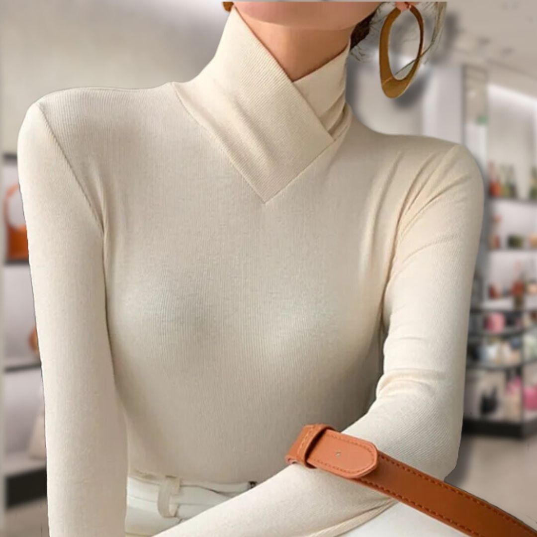 Street Wave Womens Turtleneck Knit Top With Thread Detail For Cozy Warmth And Effortless Elegance