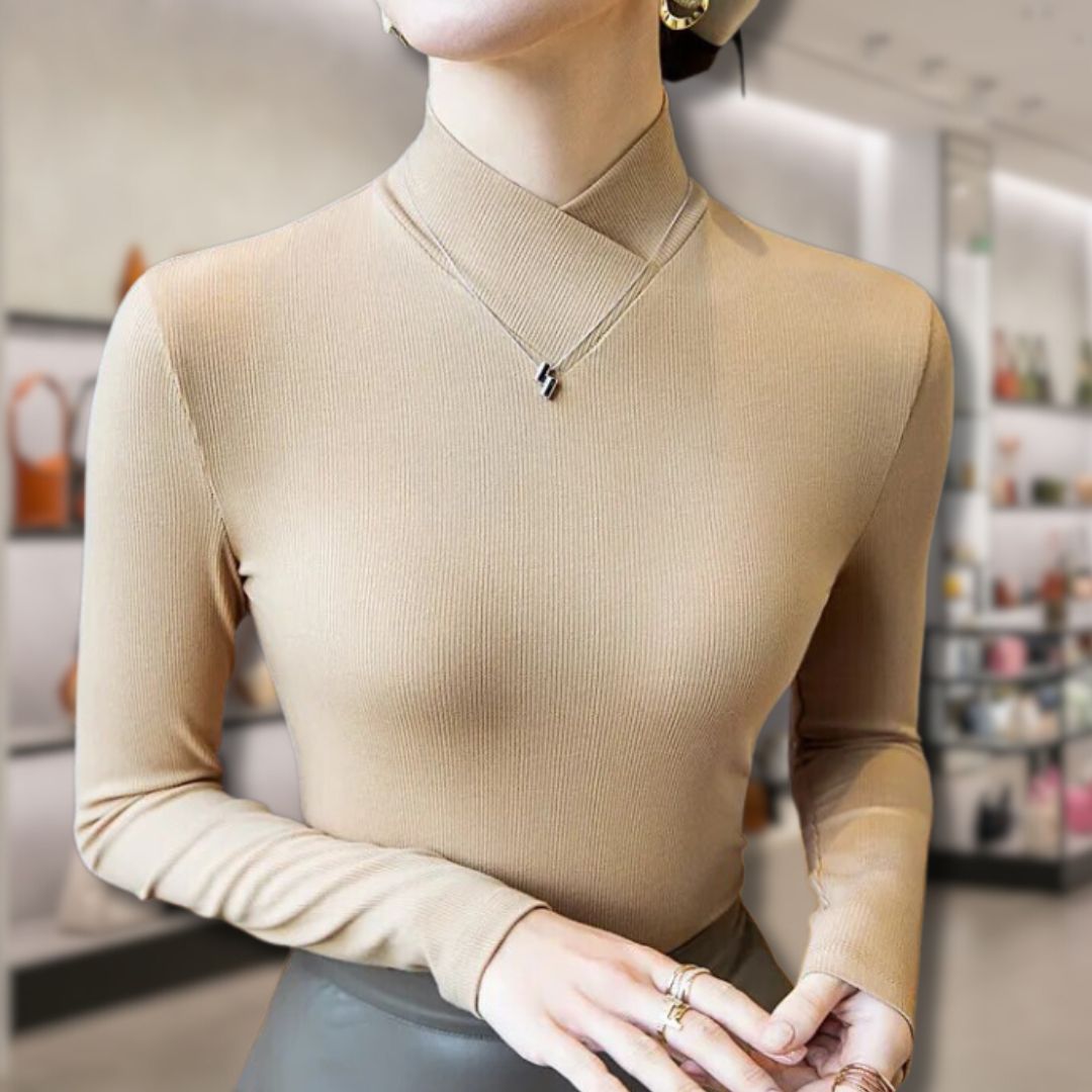 Street Wave Womens Turtleneck Knit Top With Thread Detail For Cozy Warmth And Effortless Elegance
