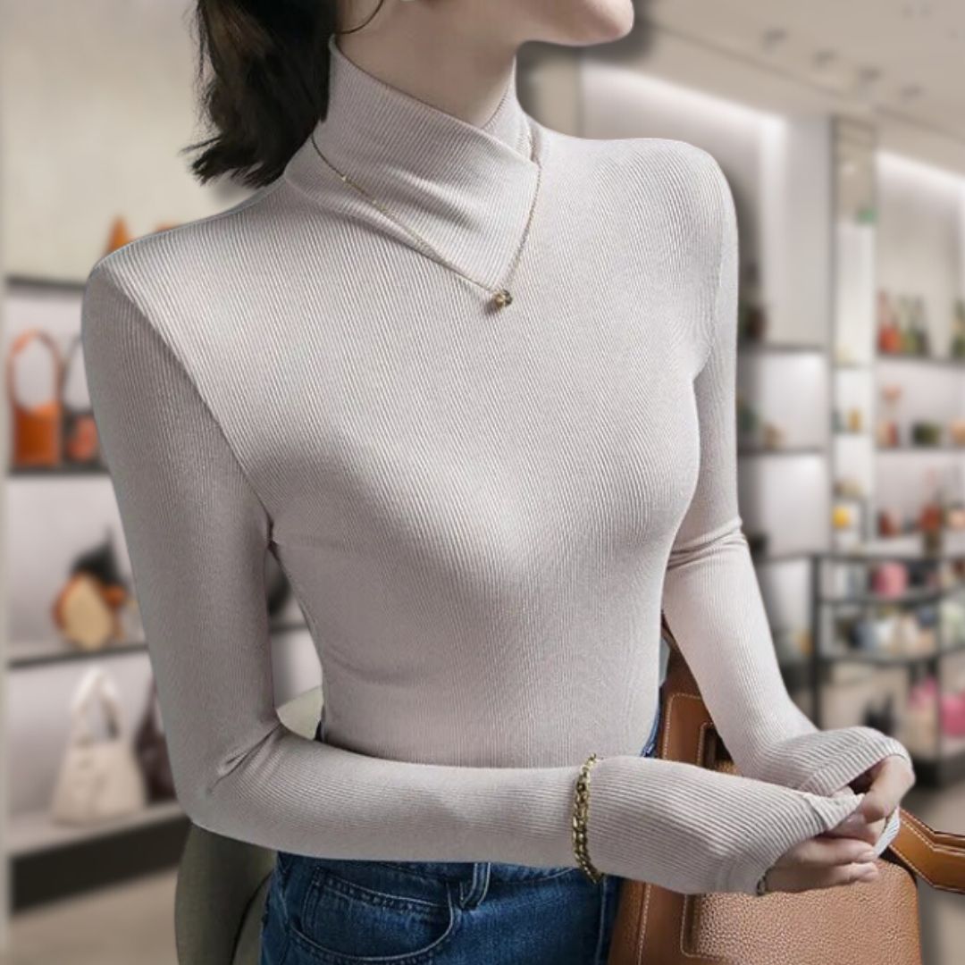 Street Wave Womens Turtleneck Knit Top With Thread Detail For Cozy Warmth And Effortless Elegance