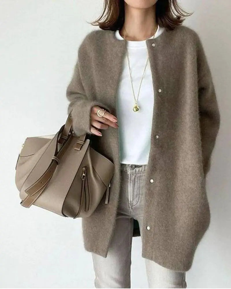Street Wave Wool Mohair Cardigan For Women, Cozy Open Front Autumn Knitwear, Soft Lightweight Warm Layer