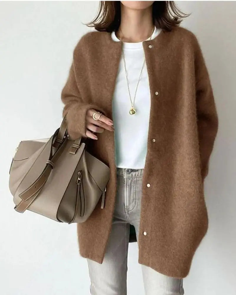 Street Wave Wool Mohair Cardigan For Women, Cozy Open Front Autumn Knitwear, Soft Lightweight Warm Layer