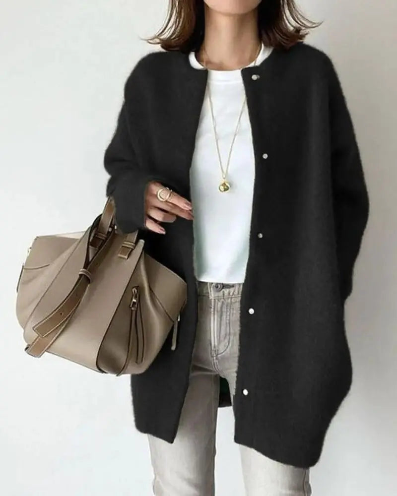 Street Wave Wool Mohair Cardigan For Women, Cozy Open Front Autumn Knitwear, Soft Lightweight Warm Layer