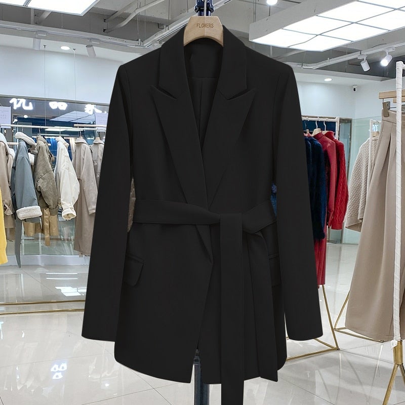 Streetwave Beige Belted Blazer For Women Elegant Versatile Office To Eveningwear