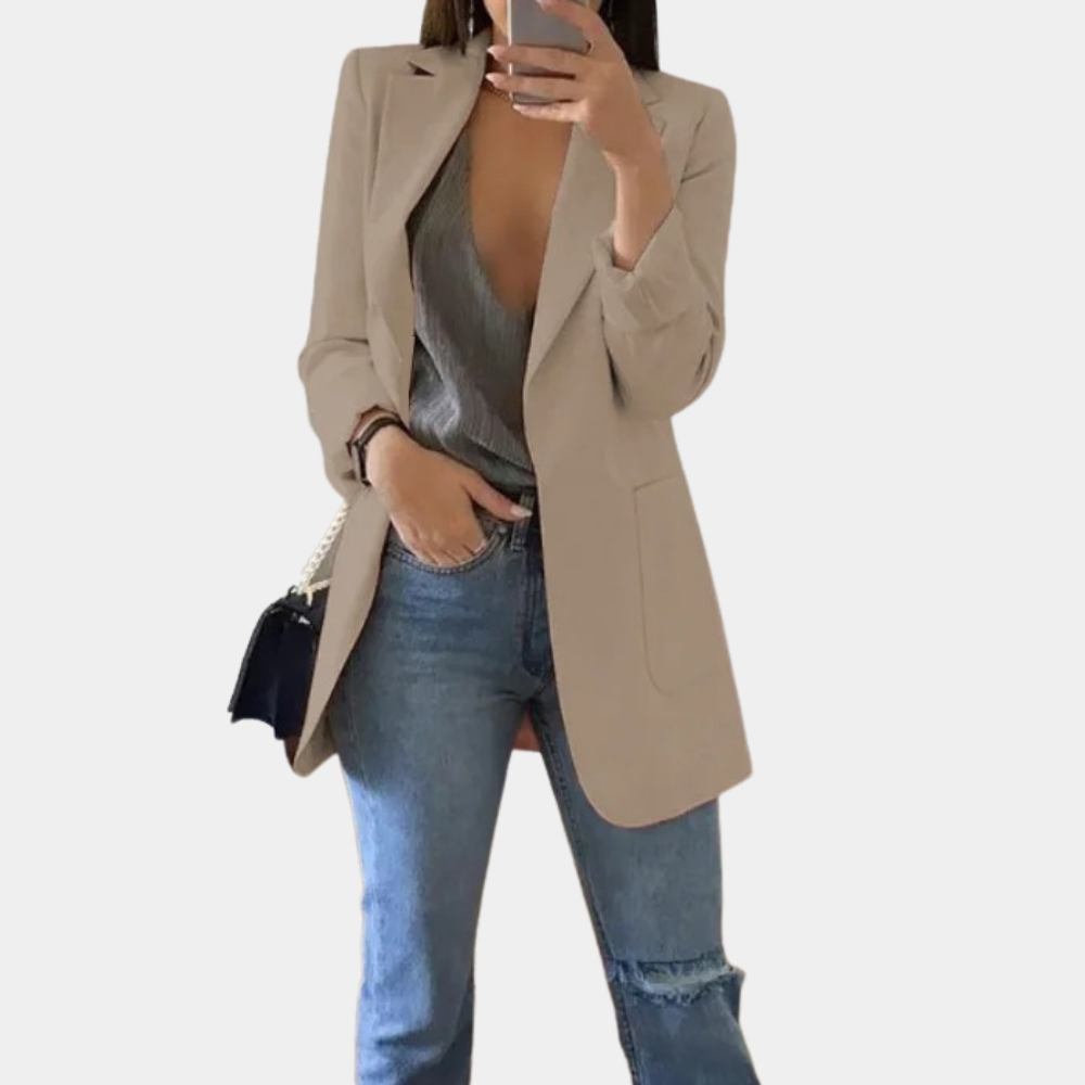 Street-wave Bella Blazer For Women Elegant Long Jacket Versatile Fall Fashion Essential