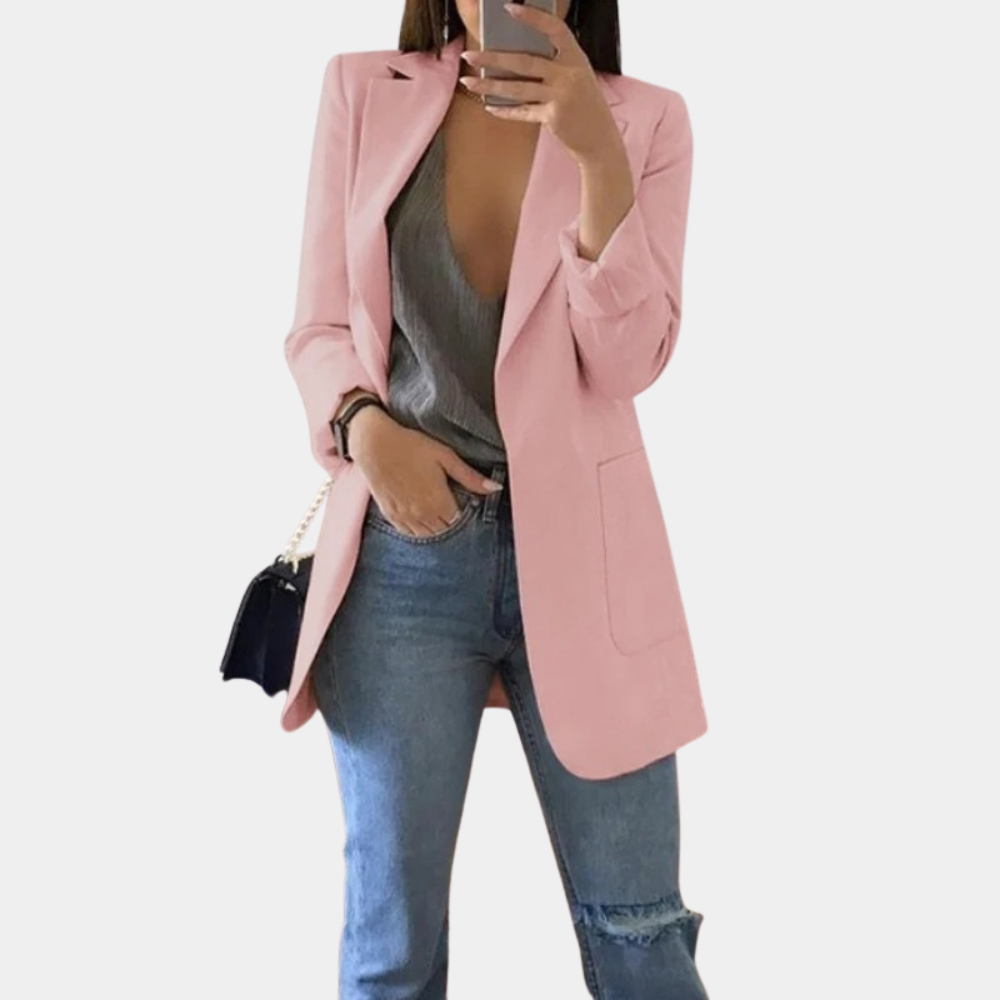 Street-wave Bella Blazer For Women Elegant Long Jacket Versatile Fall Fashion Essential