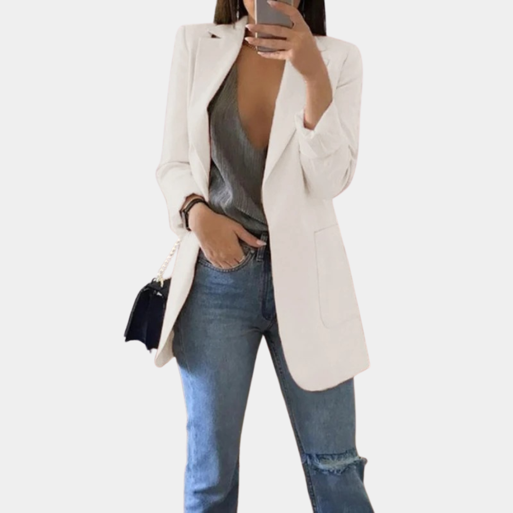 Street-wave Bella Blazer For Women Elegant Long Jacket Versatile Fall Fashion Essential