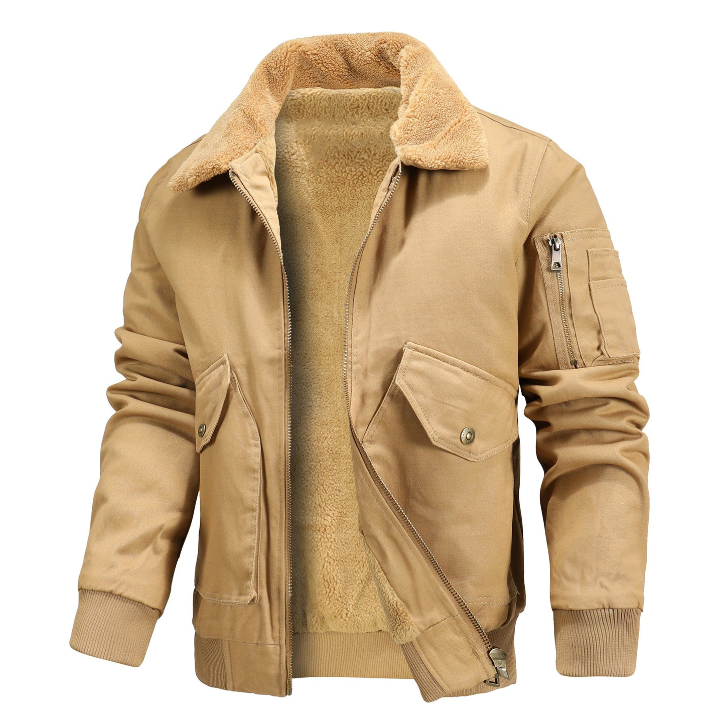 Street-Wave Vesper Modern Sherpa Jacket For Men Water-Repellent Ultra Cozy Fleece-Lined Bomber