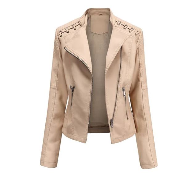 Street-wave Lambskin Leather Jacket For Fall Women Vintage Inspired Office Ready Hidden Zipper