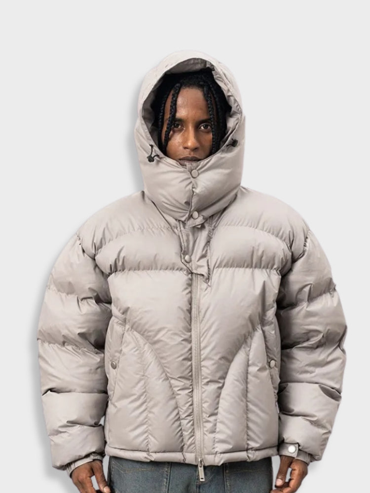 Street-Wave Insulated Puffer Jacket For Men With Hooded Design Extended Length And Windproof Warmth