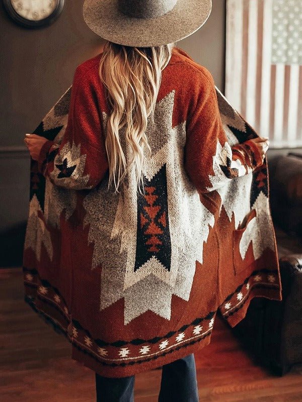 Street-Wave Cardigan For Women Vintage Winter Tribal Knit Warm Cozy Comfort Trendy Elegance
