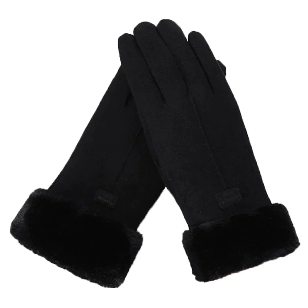 Street Wave Pink Fur Trim Gloves For Women Warm Cozy Stylish Fashion Accessory Ideal Winter Gift