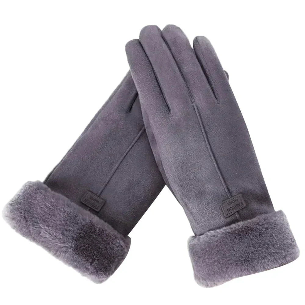 Street Wave Pink Fur Trim Gloves For Women Warm Cozy Stylish Fashion Accessory Ideal Winter Gift