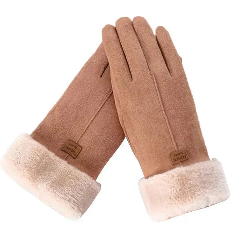 Street Wave Pink Fur Trim Gloves For Women Warm Cozy Stylish Fashion Accessory Ideal Winter Gift