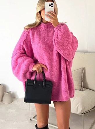 Street-wave Cozy Oversized Knit Sweater for Women with Classic Comfort and Luxe Warmth