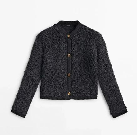Street-wave Teddy Jacket For Women Cozy Vintage Long-Sleeve Cardigan Breathable Warmth