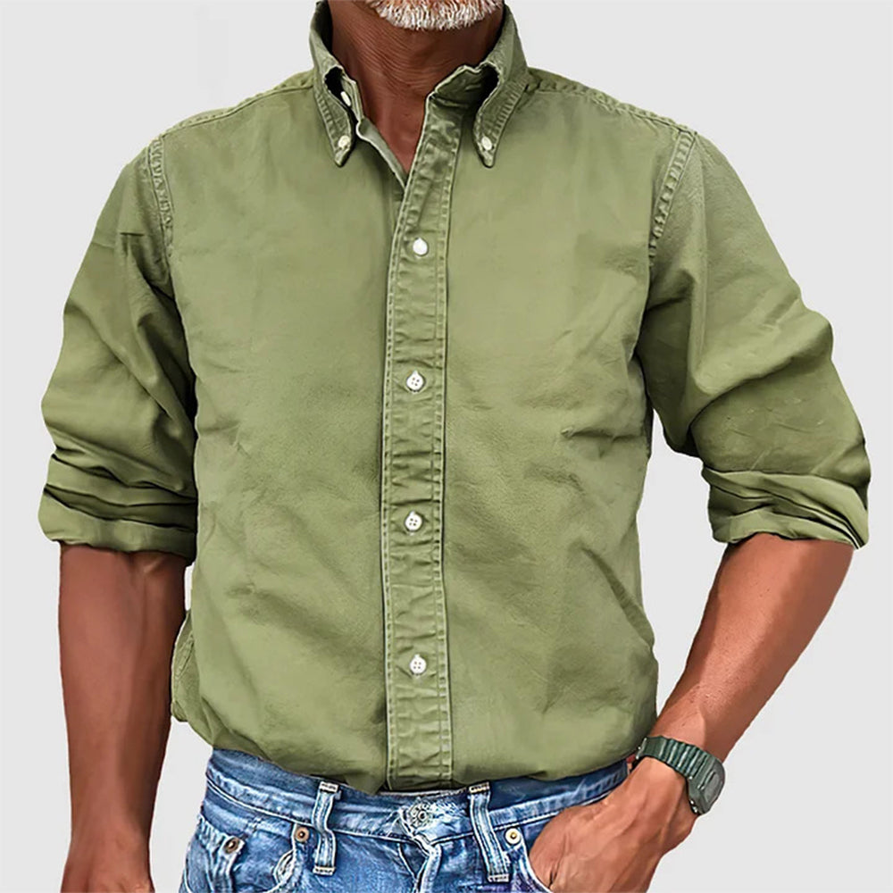Street-wave Men's Classic Long Sleeve Shirt Breathable Fabric For Office And Casual Wear