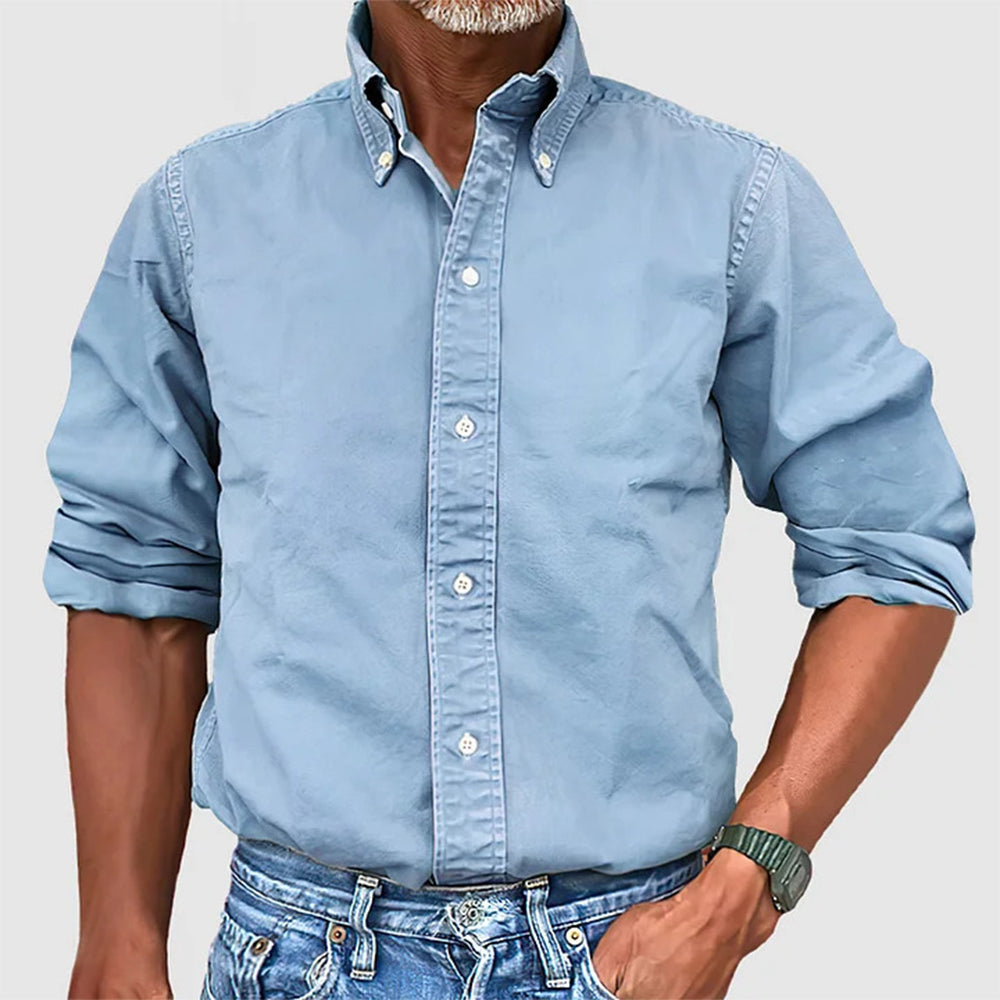 Street-wave Men's Classic Long Sleeve Shirt Breathable Fabric For Office And Casual Wear
