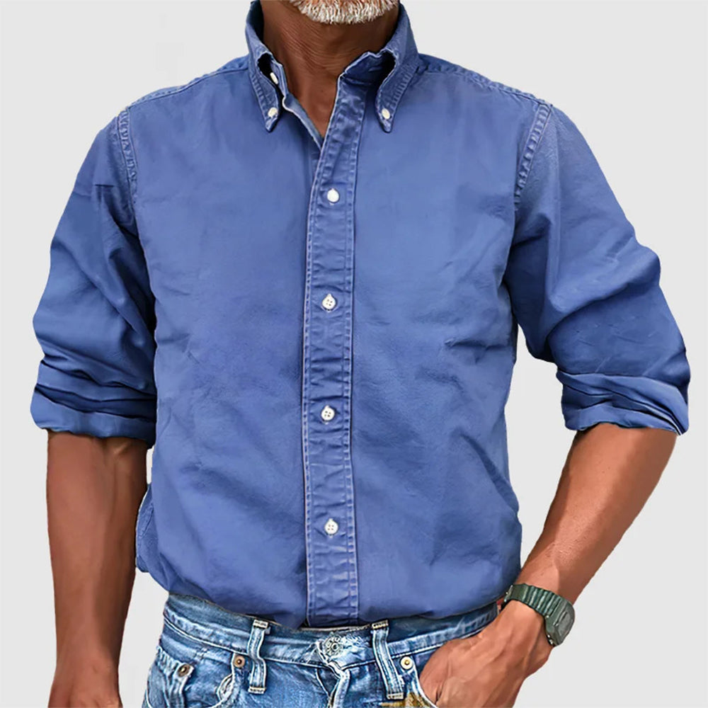 Street-wave Men's Classic Long Sleeve Shirt Breathable Fabric For Office And Casual Wear