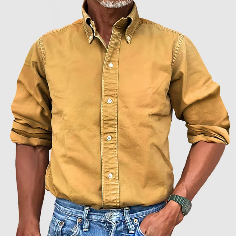 Street-wave Men's Classic Long Sleeve Shirt Breathable Fabric For Office And Casual Wear