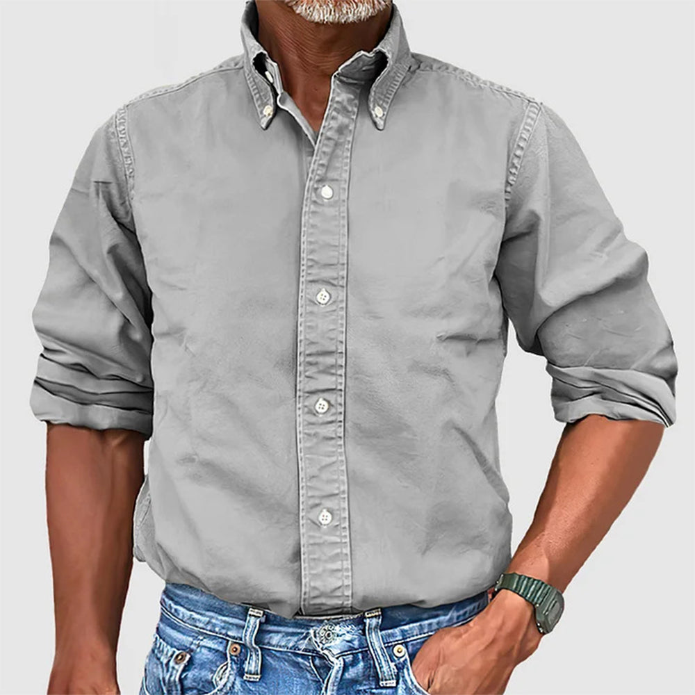 Street-wave Men's Classic Long Sleeve Shirt Breathable Fabric For Office And Casual Wear