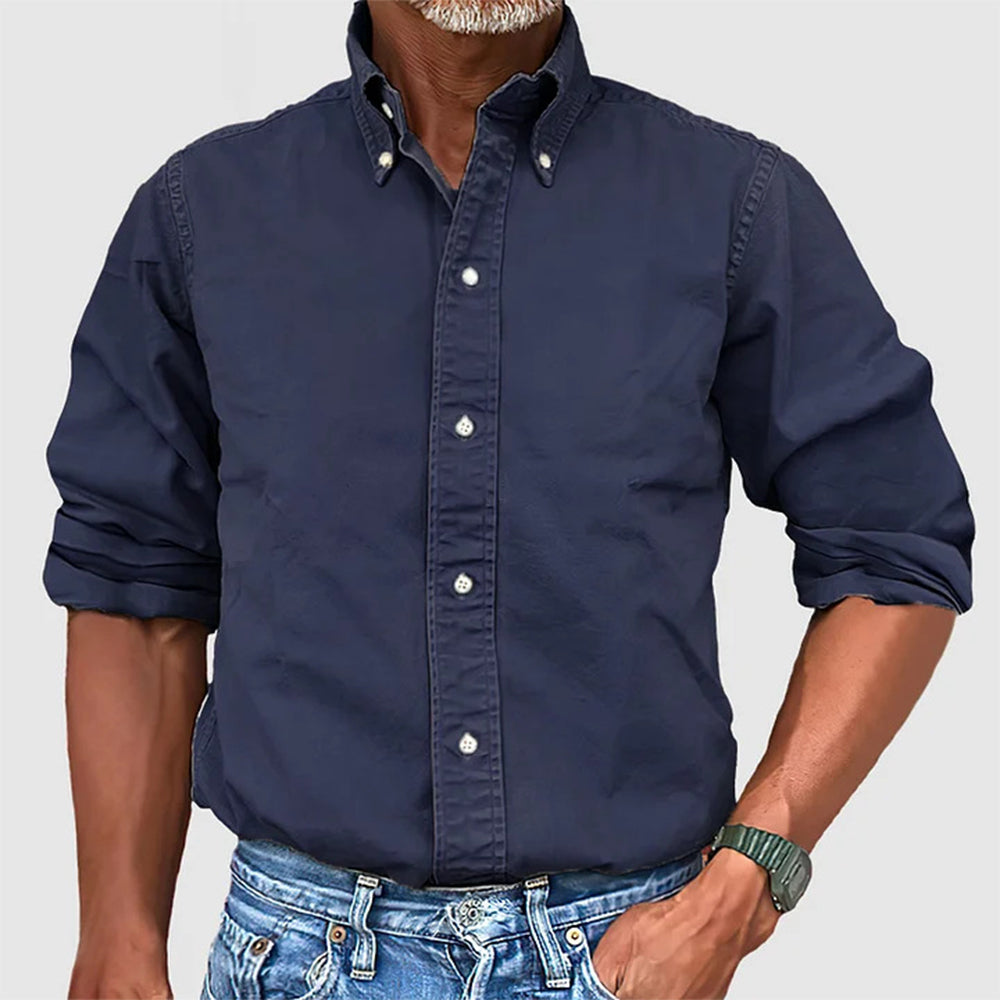 Street-wave Men's Classic Long Sleeve Shirt Breathable Fabric For Office And Casual Wear