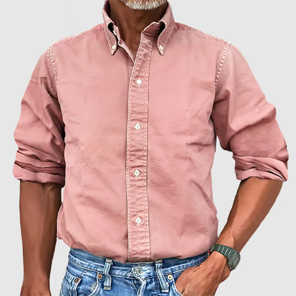 Street-wave Men's Classic Long Sleeve Shirt Breathable Fabric For Office And Casual Wear
