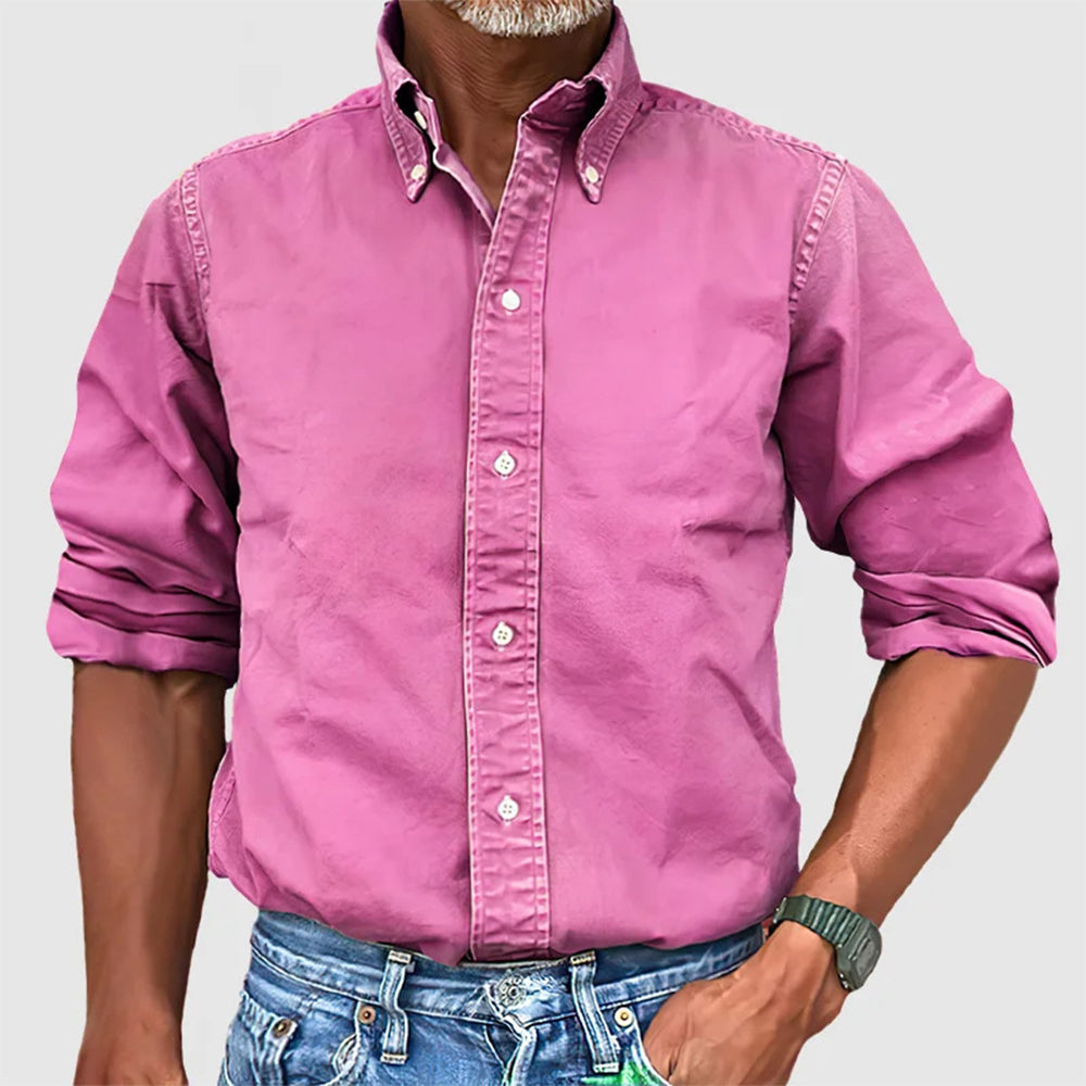 Street-wave Men's Classic Long Sleeve Shirt Breathable Fabric For Office And Casual Wear