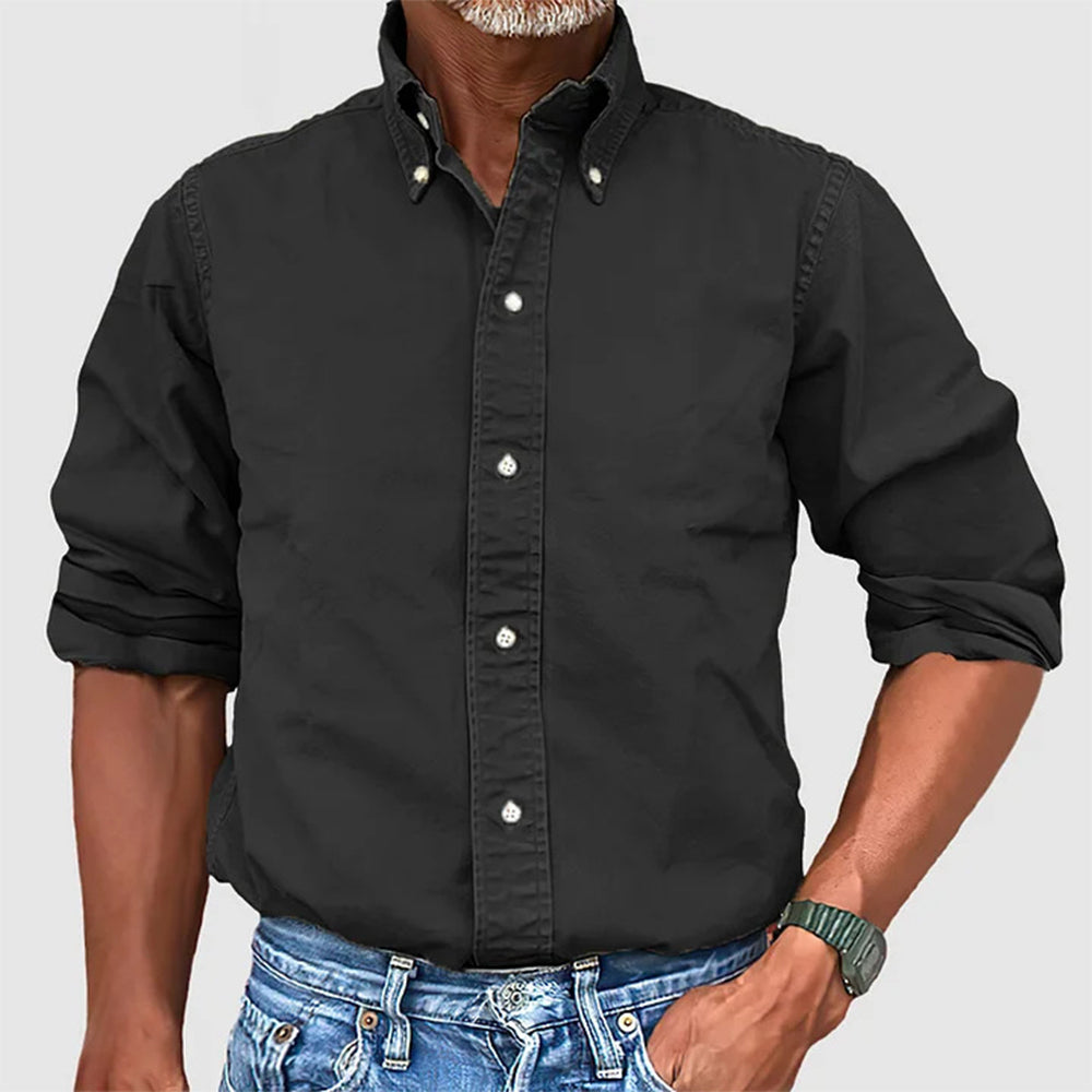 Street-wave Men's Classic Long Sleeve Shirt Breathable Fabric For Office And Casual Wear