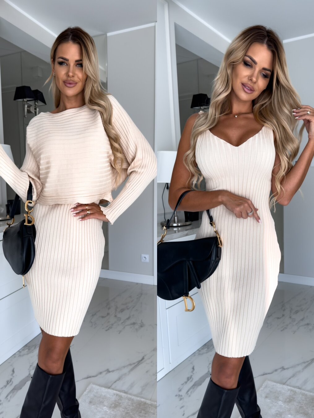 Street-Wave Cozy Knit Dress Set With Matching Sweater For Women Chic Warmth All Day Comfort