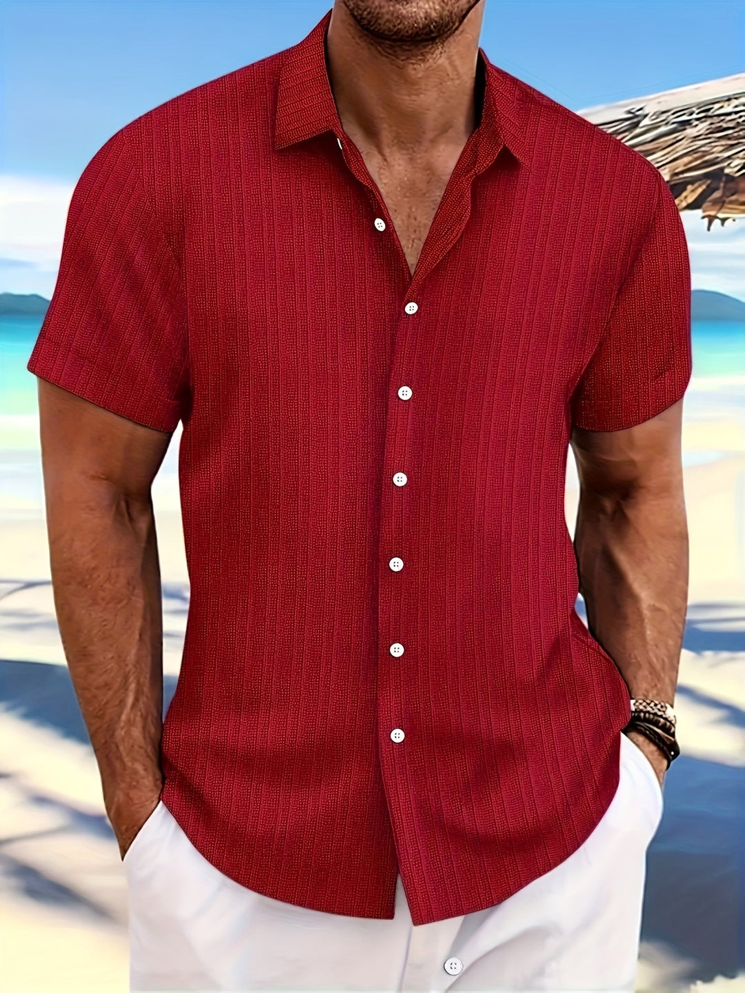 Marbod Men's Short Sleeve Summer Shirt Breathable Lightweight Versatile For Men On Vacation