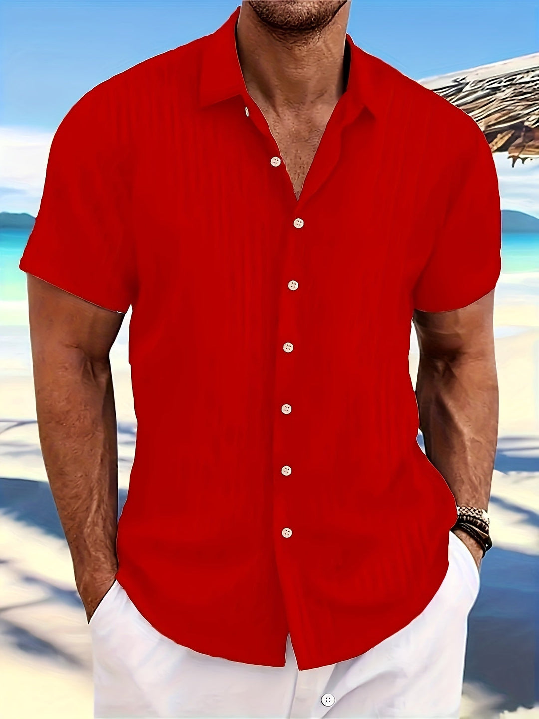 Marbod Men's Short Sleeve Summer Shirt Breathable Lightweight Versatile For Men On Vacation