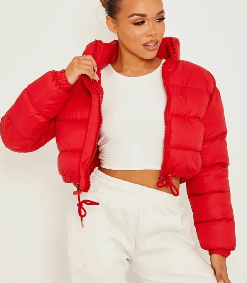 Street Wave Puffer Jacket With Drawstring For Women Warm Casual Outdoor Wear Lightweight Durable