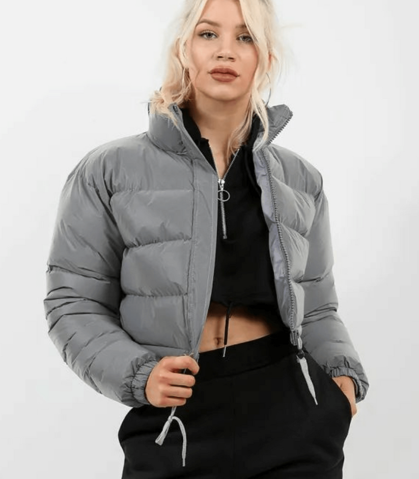 Street Wave Puffer Jacket With Drawstring For Women Warm Casual Outdoor Wear Lightweight Durable