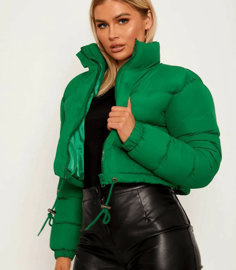 Street Wave Puffer Jacket With Drawstring For Women Warm Casual Outdoor Wear Lightweight Durable