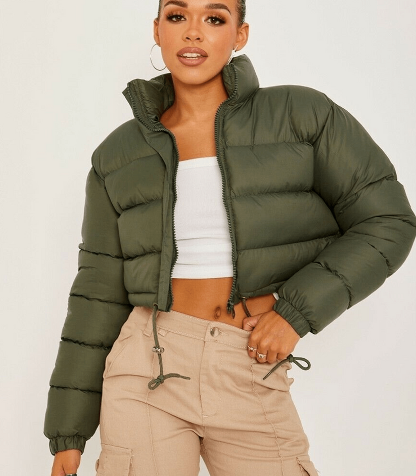 Street Wave Puffer Jacket With Drawstring For Women Warm Casual Outdoor Wear Lightweight Durable