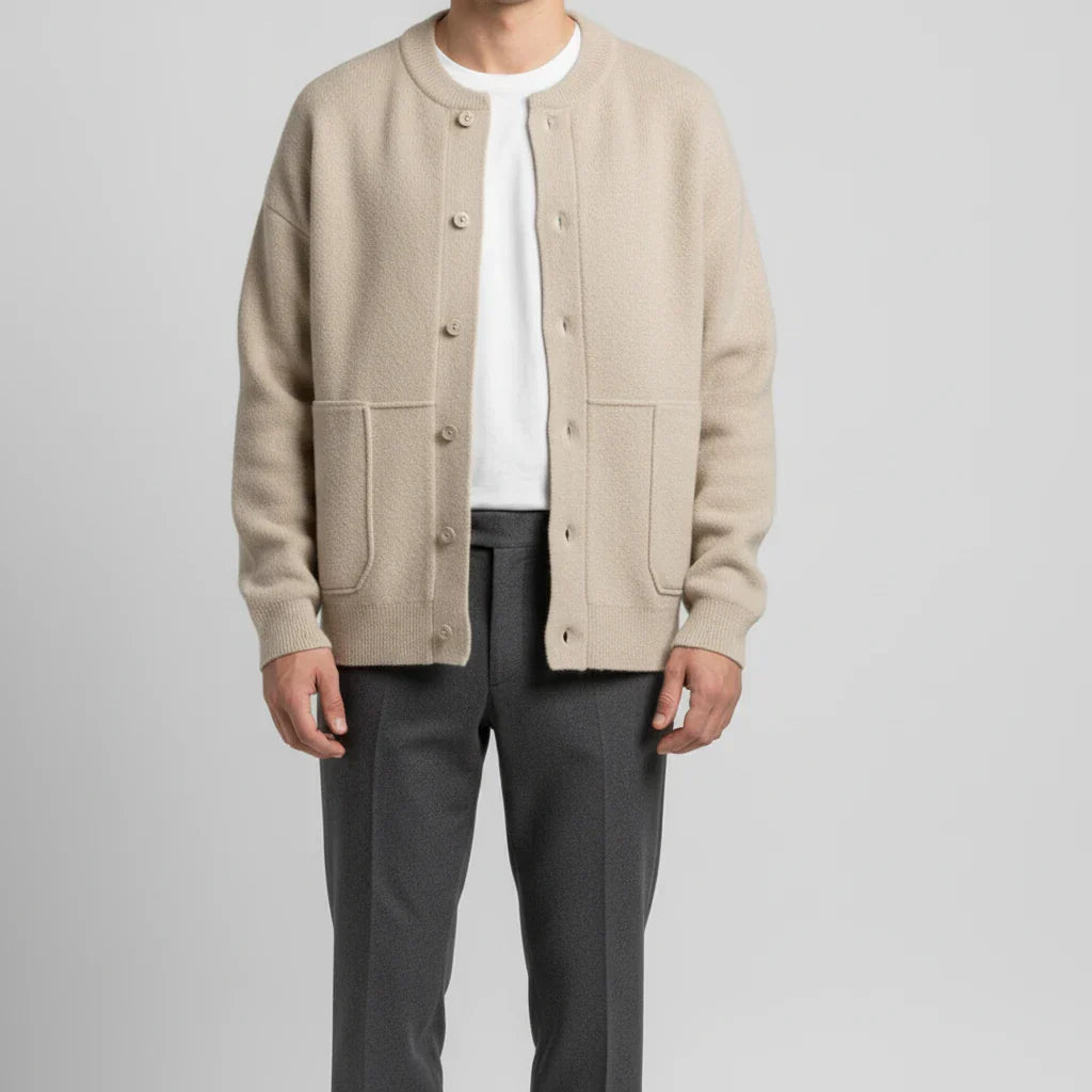 Street-Wave Button Front Cardigan For Men Layering