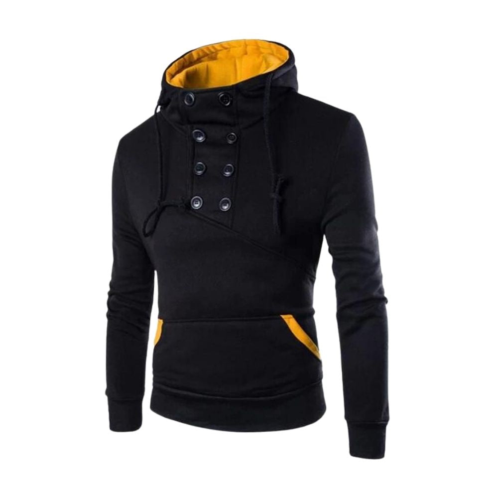 Street-Wave Men's High-Collar Vest With Cozy Fleece For Slim-Fit Winter Warmth And Orange Accent