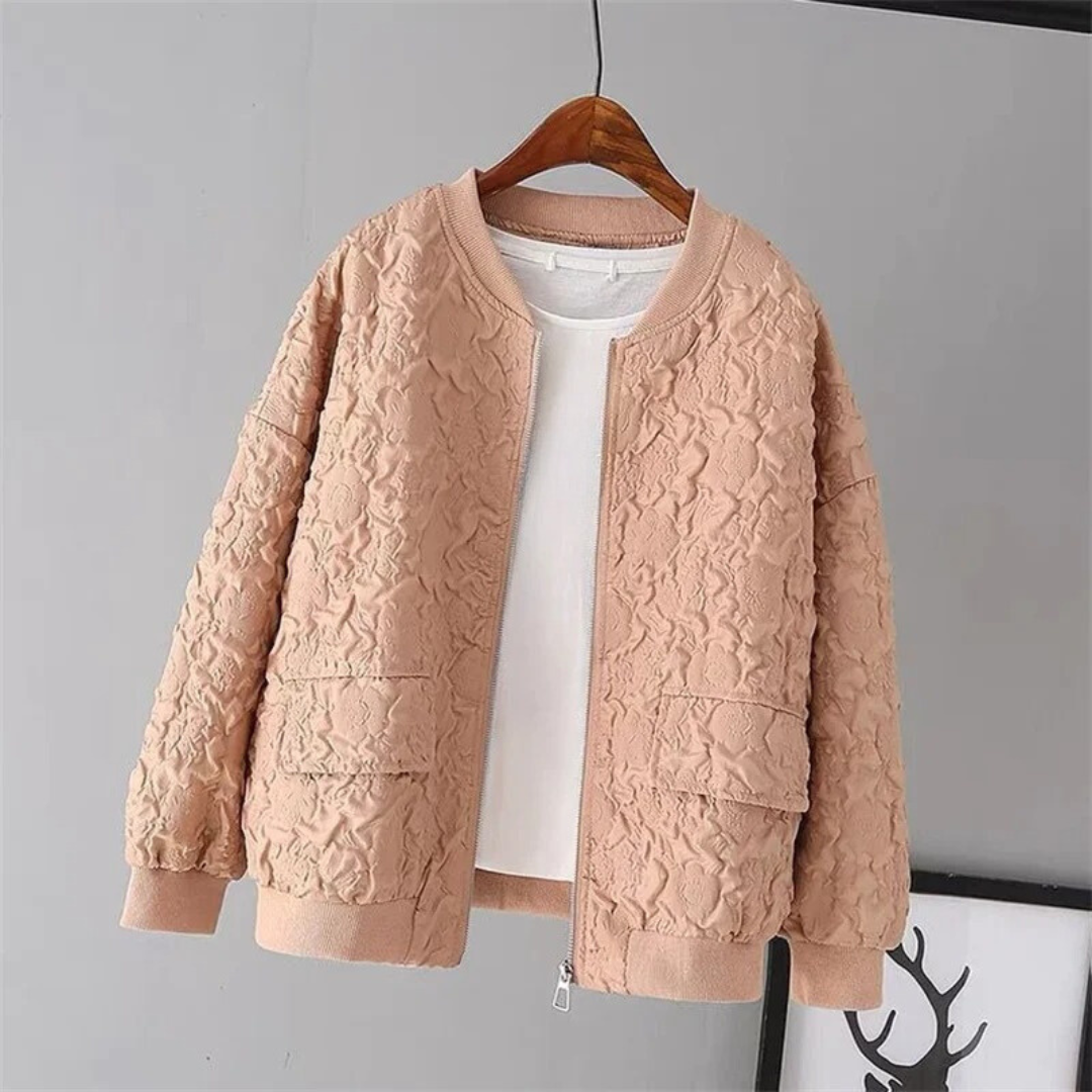 Street-Wave Quilted Zip Bomber Jacket For Women Warm Cozy Fashionable Everyday Outerwear