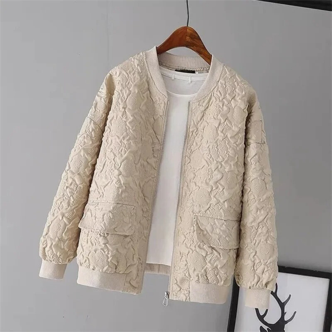 Street-Wave Quilted Zip Bomber Jacket For Women Warm Cozy Fashionable Everyday Outerwear