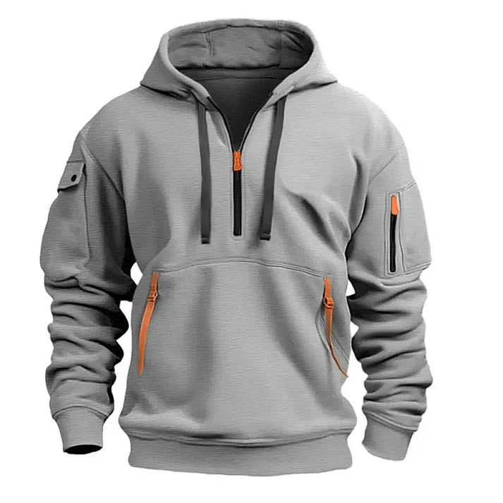 Mens Hoodie Street-Wave Cozy Soft Feel With Neon Zip Details For Men Urban Everyday
