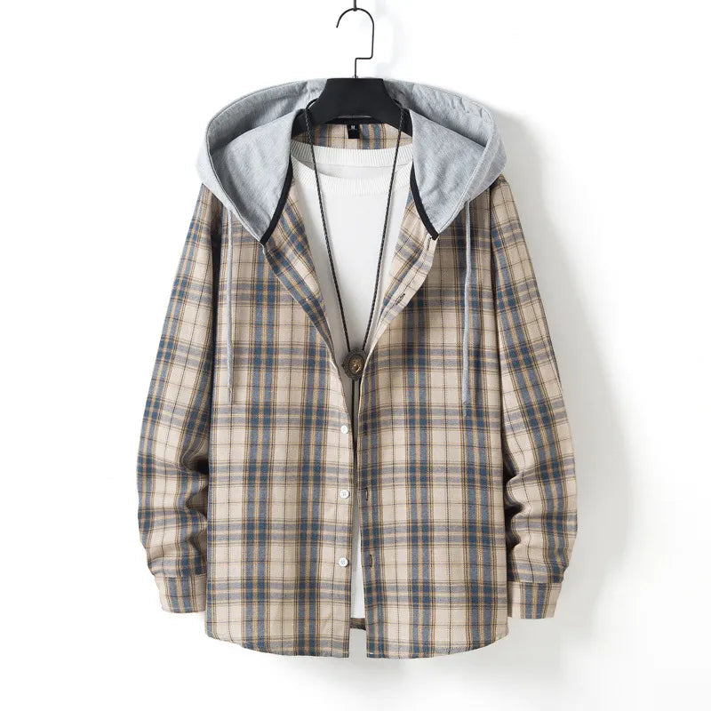 Streetwave Mens Plaid Hooded Sweatshirt Cozy Warmth Modern Fit For Trendy Men Casual Everyday Comfort