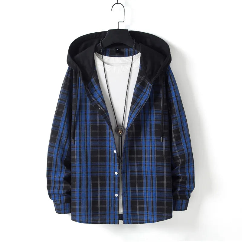 Streetwave Mens Plaid Hooded Sweatshirt Cozy Warmth Modern Fit For Trendy Men Casual Everyday Comfort